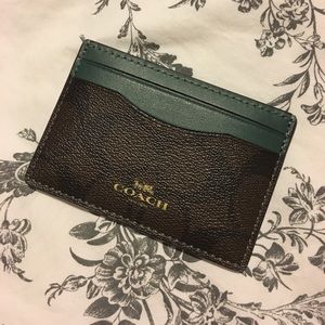 Brand New Coach Card Case - Brown/Dark Turquoise